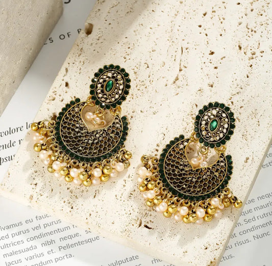 Green Zircon Jali Earrings