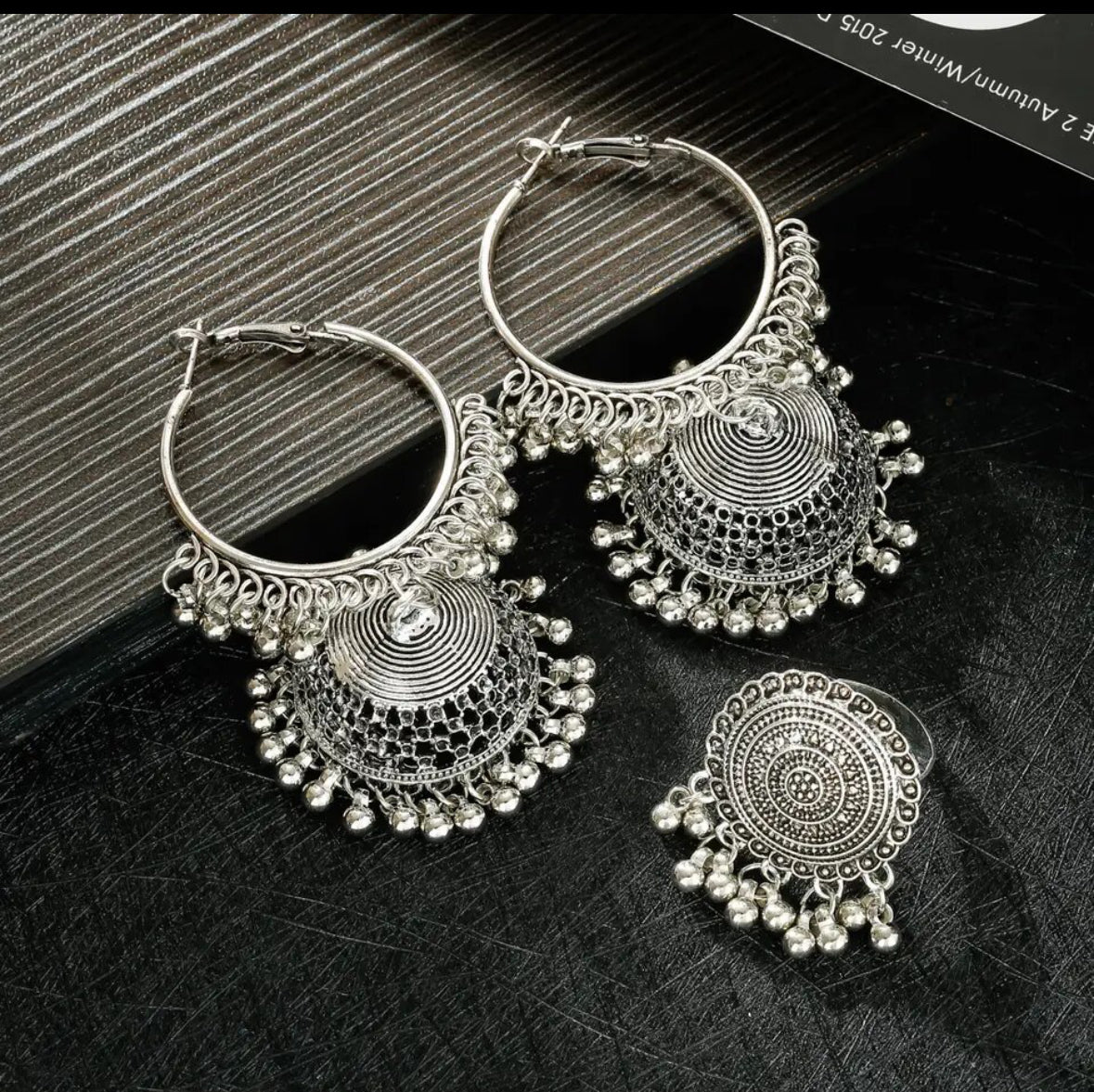 Gold/Silver ring Jumka set