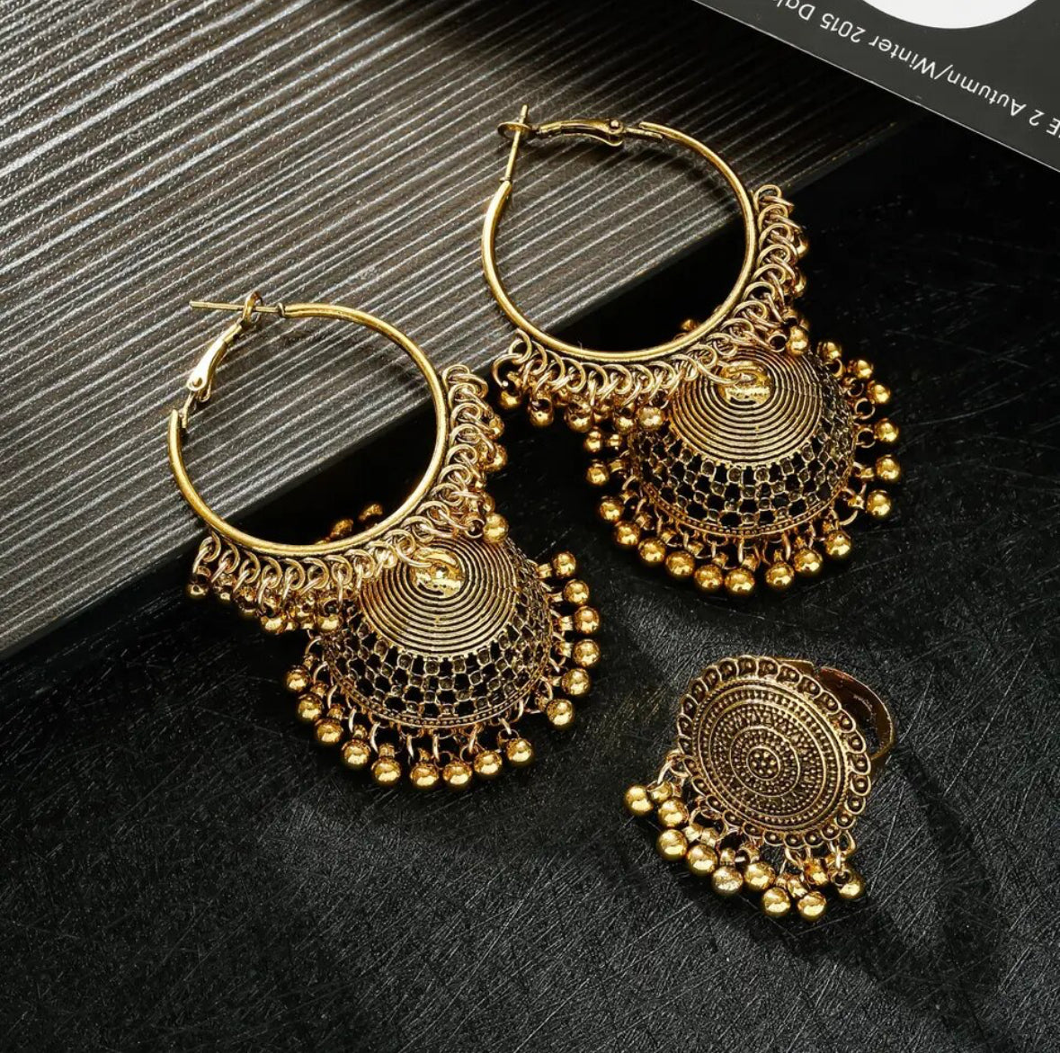 Gold/Silver ring Jumka set