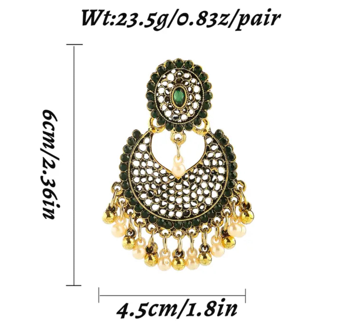 Green Zircon Jali Earrings