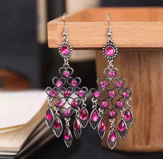 Rhinestone Pink Earring