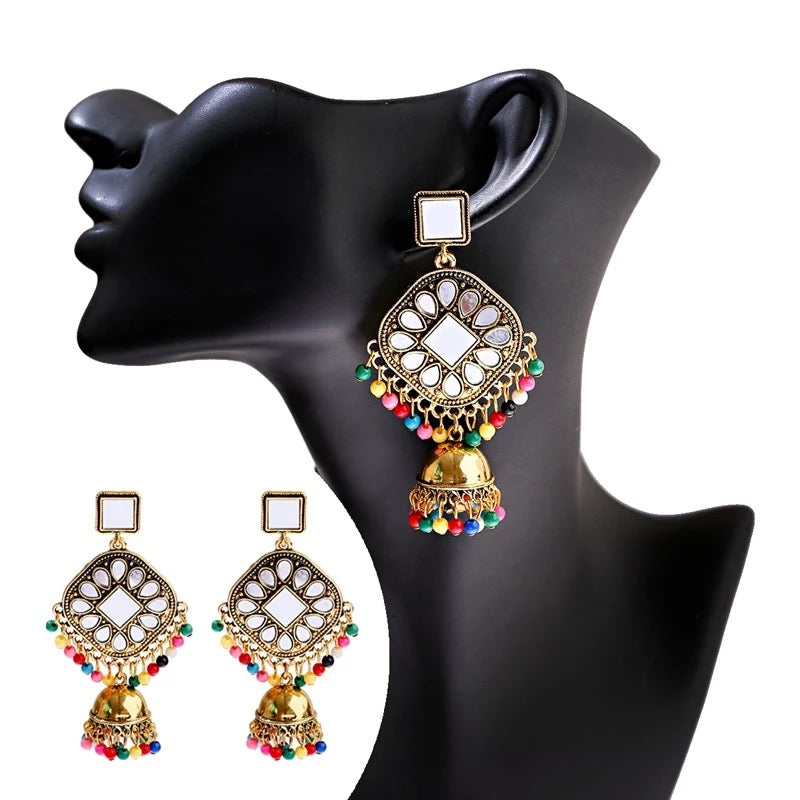 Mirrors with multicolor beads Earring